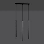 Hanglamp Selter 3 lichts gepoedercoat staal, minimalistisch, zwart, 45 x 120 cm, voor eetkamer of hal