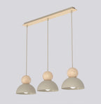 Hanglamp gepoedercoat staal en hout Kaki Scandinavisch beige 73 cm, 3 lichtpunten met E27-fitting