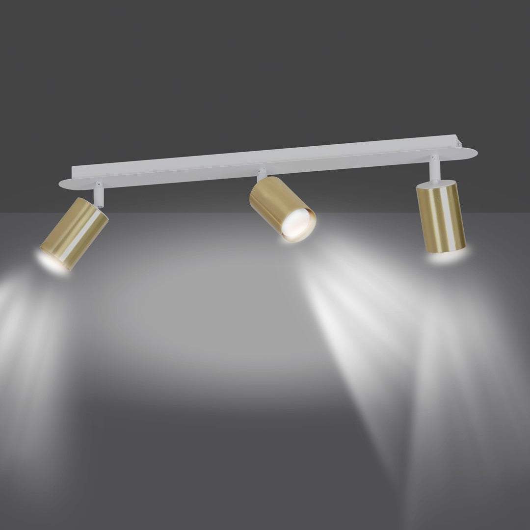 Plafondlamp gepoedercoat staal modern Zen wit 72 cm, 3 spots voor keuken en gang