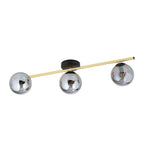 Plafondlamp Splendi gepoedercoat staal en glas, modern, zwart met goud en grafiet glas, 3 lichts, 80 x 20 cm