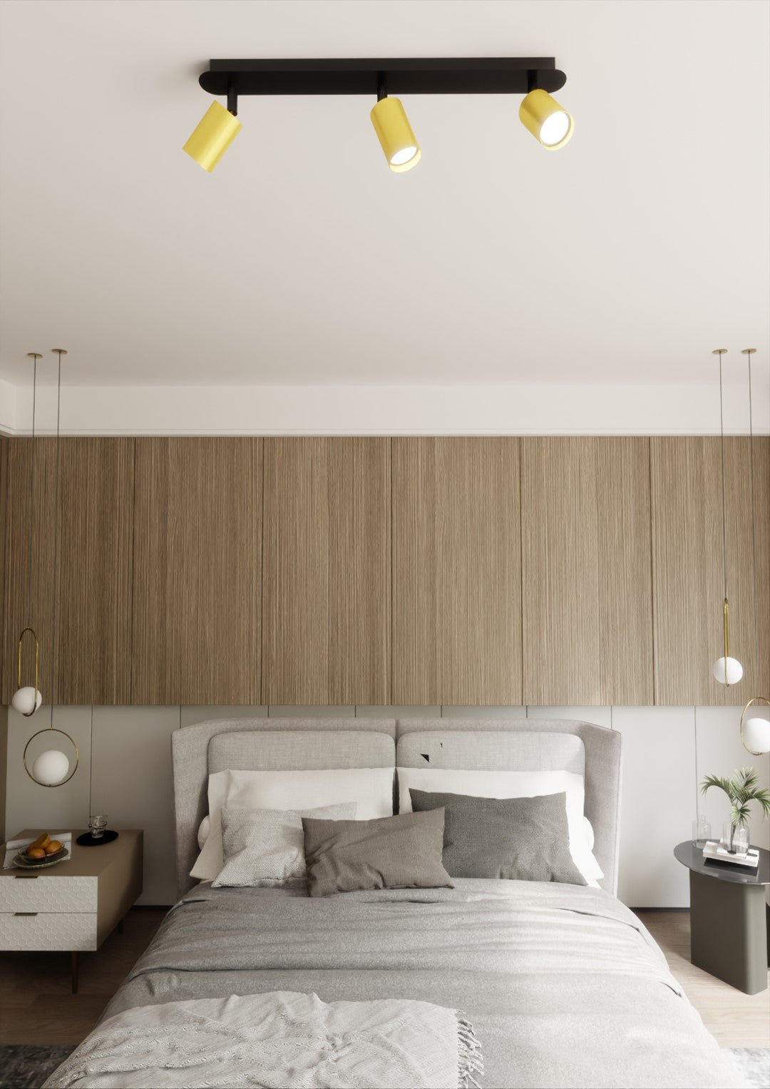 Plafondlamp gepoedercoat staal modern Zen zwart, 3 spots met GU10-fitting, 72 x 18 cm