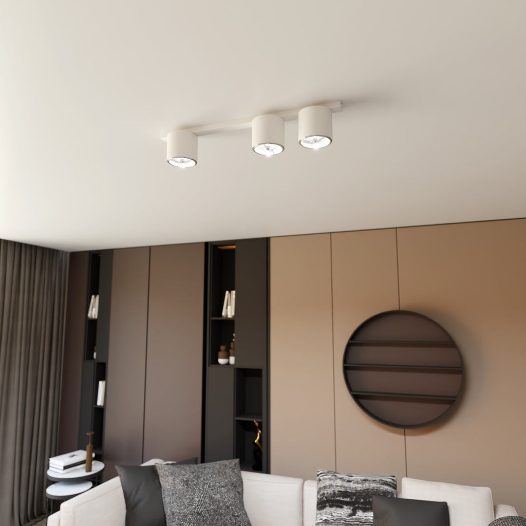 Plafondlamp gepoedercoat staal Nano minimalistisch wit, 3 lichtpunten – 70 x 11 cm