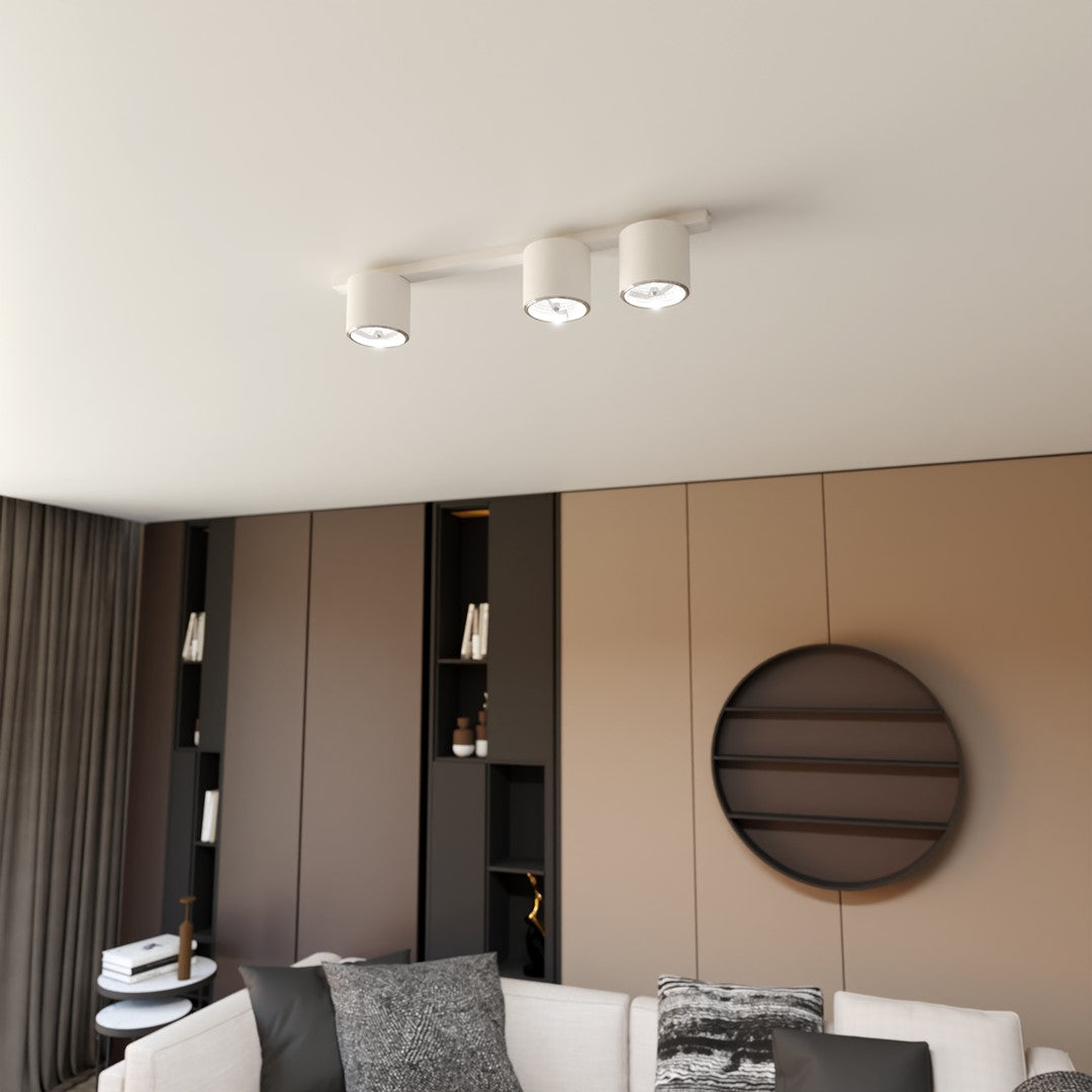 Plafondlamp gepoedercoat staal Nano minimalistisch wit, 3 lichtpunten – 70 x 11 cm