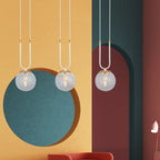 Hanglamp 3 lichtpunten gepoedercoat staal en glas, retro Glam wit met transparante kappen, 70 x 115 cm