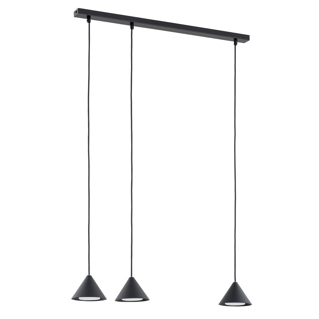 Hanglamp staal zwart minimalistisch Elit 3 lichtpunten, verstelbaar, 70 cm breed voor woonkamer, eetkamer en hal
