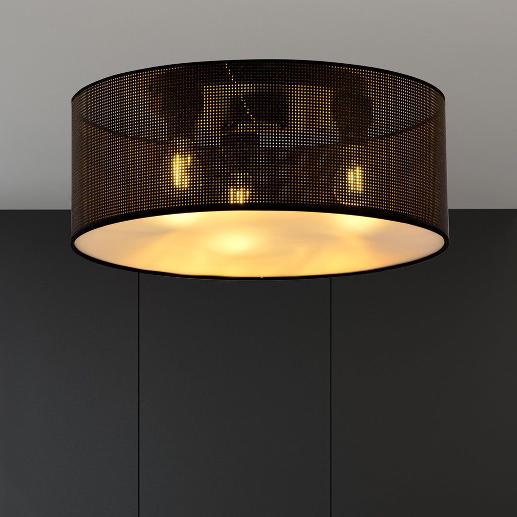 Plafondlamp gepoedercoat staal industrieel Aston zwart en goud, Ø 50 cm, 3 fittingen E27