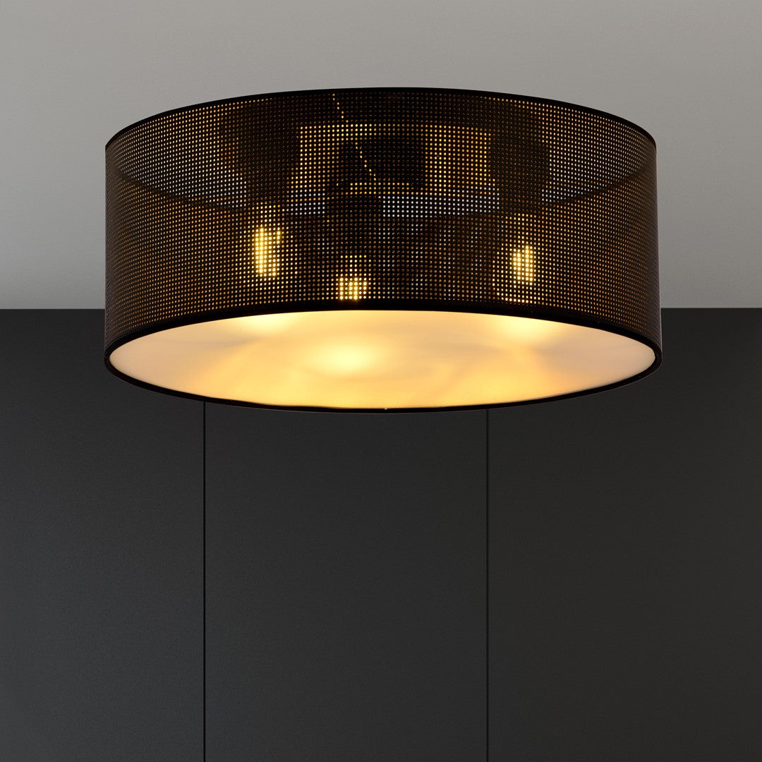 Plafondlamp gepoedercoat staal industrieel Aston zwart en goud, Ø 50 cm, 3 fittingen E27