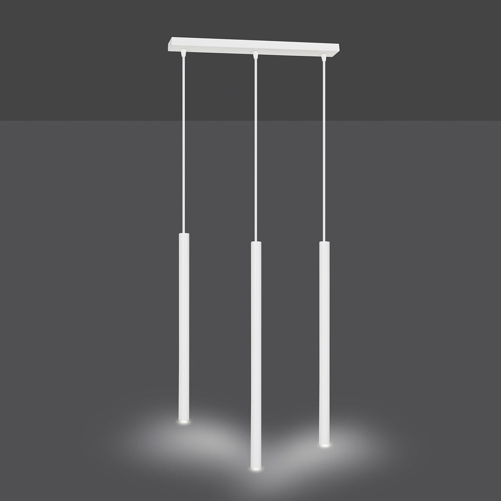 Hanglamp gepoedercoat staal Selter 3 lichts minimalistisch wit, 45 x 6 x 120 cm, voor woonkamer en eetkamer