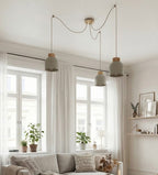 Hanglamp gepoedercoat staal en multiplex Scandinavisch Kru 3 beige, 3 fittingen E27, verstelbaar