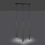Hanglamp Selter 3 lichts gepoedercoat staal, minimalistisch, zwart, 45 x 120 cm, voor eetkamer of hal