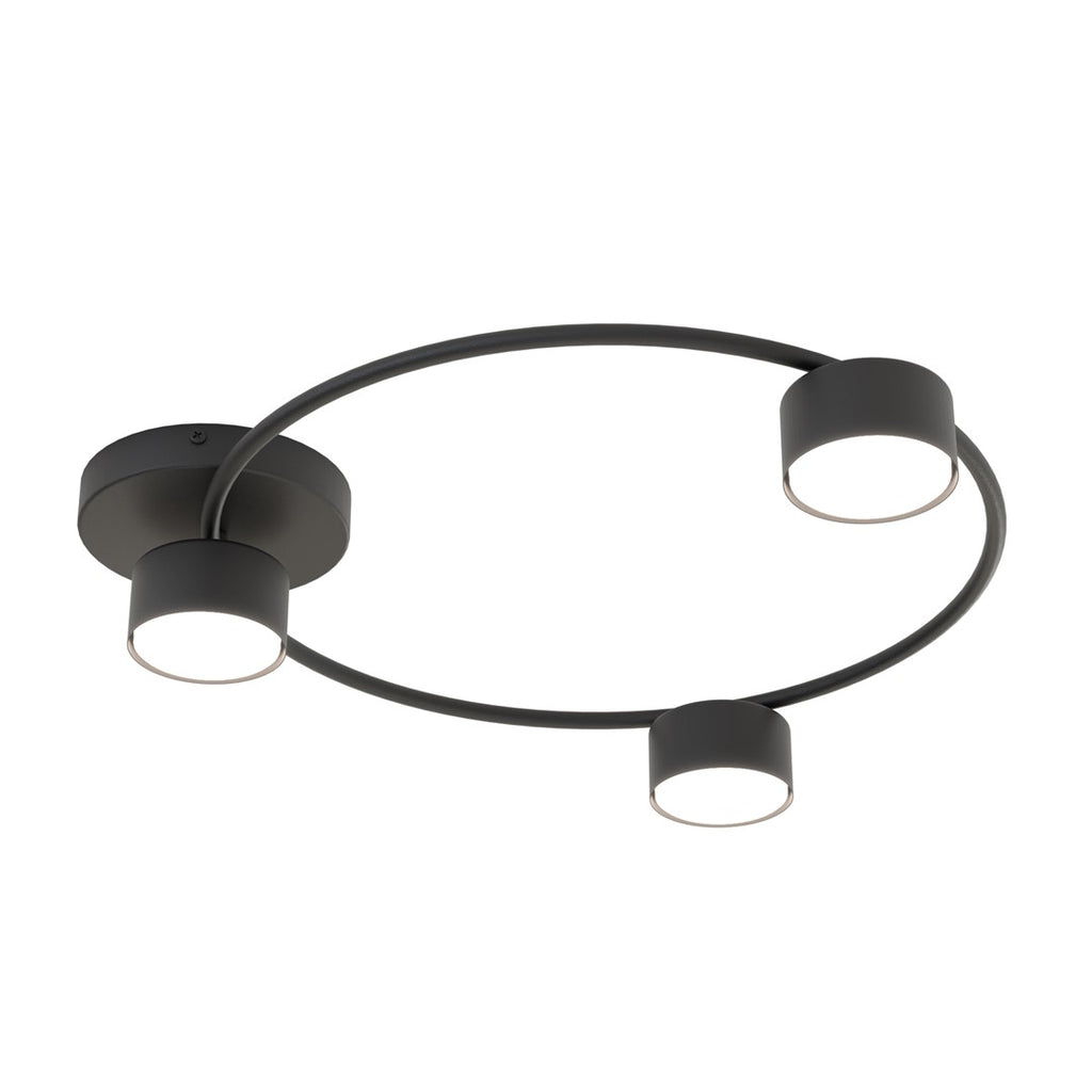 Plafondlamp gepoedercoat staal minimalistisch Lucio zwart, 3 fittingen, 48 x 44 cm