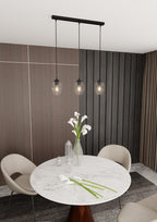 Hanglamp gepoedercoat staal en glas Istar, zwart met transparante kappen, 3 lichts, 70 x 100 cm