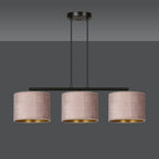 Hanglamp Hilde 3-lichts gepoedercoat staal met stoffen kappen, roze en zwart – 72 x 100 cm, eettafel