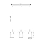 Hanglamp 3 lichtpunten gepoedercoat staal Ego, Scandinavisch, grijs en zwart, 60 x 11 x 120 cm, E14
