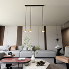 Hanglamp gepoedercoat staal Elit, minimalistisch, zwart en goud, 3 lichtpunten, 70 x 100 cm, woonkamer, eetkamer en hal