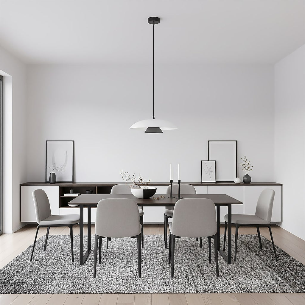 Hanglamp gepoedercoat staal Babel Scandinavisch wit met zwart, Ø 30 cm, voor eettafel en keukeneiland