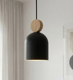 Hanglamp 3 lichts gepoedercoat staal en hout, Scandinavisch Mesi, zwart, 66 cm breed, voor kookeiland