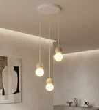 Hanglamp gepoedercoat staal hout, Scandinavisch Loop, wit, Ø 23 cm, 3 lichtpunten, eettafel en keukeneiland