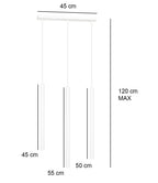 Hanglamp gepoedercoat staal Selter 3 lichts minimalistisch wit, 45 x 6 x 120 cm, voor woonkamer en eetkamer
