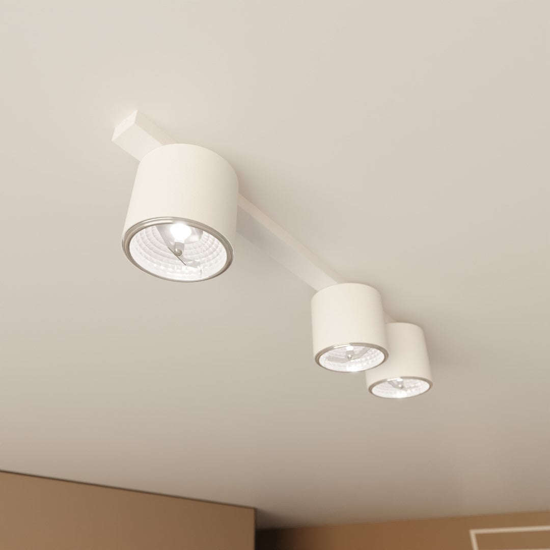 Plafondlamp gepoedercoat staal Nano minimalistisch wit, 3 lichtpunten – 70 x 11 cm