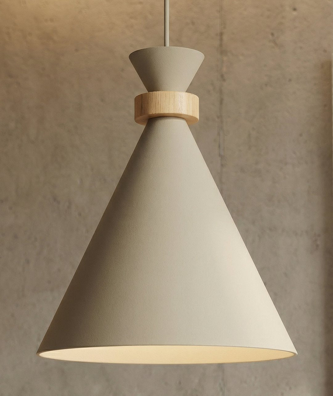 Hanglamp gepoedercoat staal en hout Scandinavisch beige, 3 fittingen E27 – 78 x 23 cm, boven eettafel of kookeiland