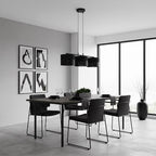 Hanglamp gepoedercoat staal en stof minimalistisch zwart met 3 kappen Ø 20 cm, voor keukeneiland en eettafel