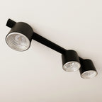 Plafondlamp staal minimalistisch Nano mat zwart, 3 spots, 70 cm breed, voor woonkamer, eetkamer en kantoor