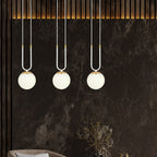Hanglamp gepoedercoat staal en glas Glam, wit met goudkleurige accenten, 3 lichts, 70 x 115 cm, verstelbaar