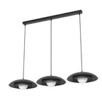 Hanglamp 3-lichts gepoedercoat staal Skin, zwart met witte binnenkant, 95 x 30 cm, eettafel en kookeiland