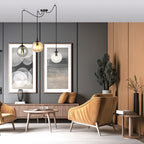 Hanglamp gepoedercoat staal en glas Gigi, 3 kappen transparant, grafiet en amber, zwart, Ø 14 cm, woonkamer en eetkamer
