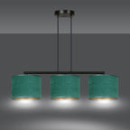 Hanglamp gepoedercoat staal en stof Hilde minimalistisch groen met 3 kappen, 72 x 100 cm, eettafel keuken hal