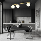 Plafondlamp gepoedercoat staal en glas Monza, zwart met goud en witte kap, 3 lichtpunten E14, 80 cm breed