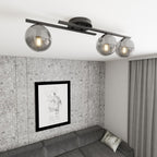 Plafondlamp gepoedercoat staal modern Kairo zwart, grafiet kappen, 74 x 20 x 19 cm, 3 x E14, woonkamer