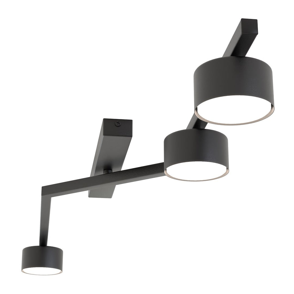 Plafondlamp staal modern Skan zwart 100 x 32 x 20 cm, met 3 fittingen voor woonkamer, eetkamer en hal