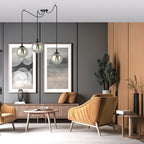 Hanglamp 3 lichts gepoedercoat staal en glas, modern Gigi, zwart met grafiet glazen kappen Ø 14 cm