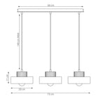 Hanglamp gepoedercoat staal en hout Kivi, beige, 3 lichts, 73 x 20 cm, E27, woonkamer en eetkamer
