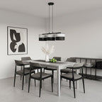 Hanglamp 3-lichts gepoedercoat staal en stof, Karbon, zwart grijs, kapdiameter Ø 20 cm, 70 cm breed