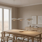 Hanglamp gepoedercoat staal Scandinavisch Skin wit mokka 95 x 30 x 120 cm, 3 lichtpunten voor boven de eettafel