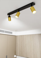 Plafondlamp gepoedercoat staal modern Zen zwart, 3 spots met GU10-fitting, 72 x 18 cm