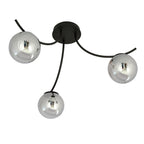 Plafondlamp gepoedercoat staal en glas Boston, zwart met grafiet kappen, 3 lichtpunten, 70 x 37 cm
