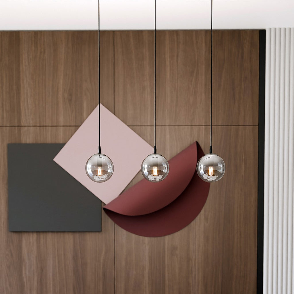 Hanglamp 3-lichts gepoedercoat staal en glas, Cosmo, zwart met grafiet glas, 70 x 100 cm, eettafel en woonkamer