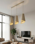 Hanglamp staal modern Moda rotankleurig 95 cm breed, 3 fittingen E27, voor woonkamer of eethoek