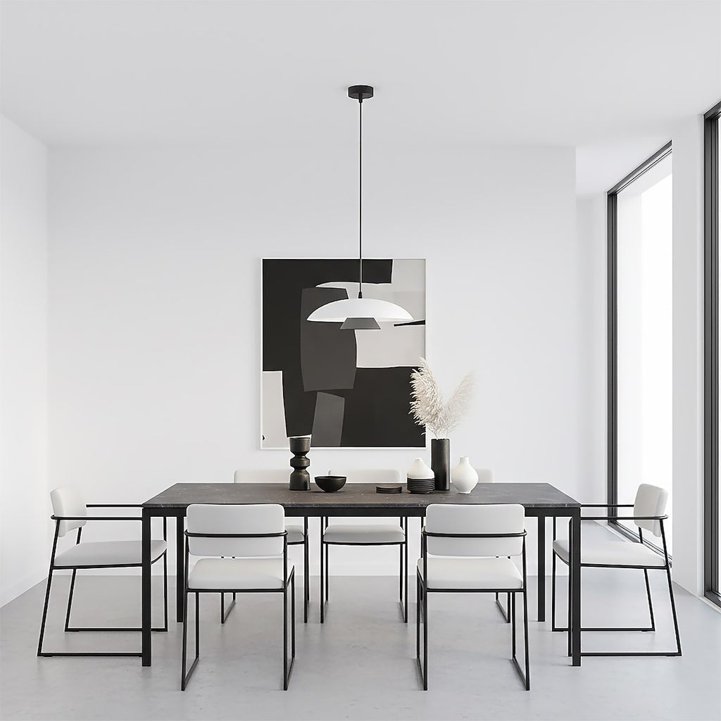 Hanglamp gepoedercoat staal Babel Scandinavisch wit met zwart, Ø 30 cm, voor eettafel en keukeneiland