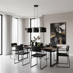 Hanglamp gepoedercoat staal modern Lux zwart, 3 lichtpunten, kap Ø 20 cm, 70 cm breed, voor eettafel of kookeiland