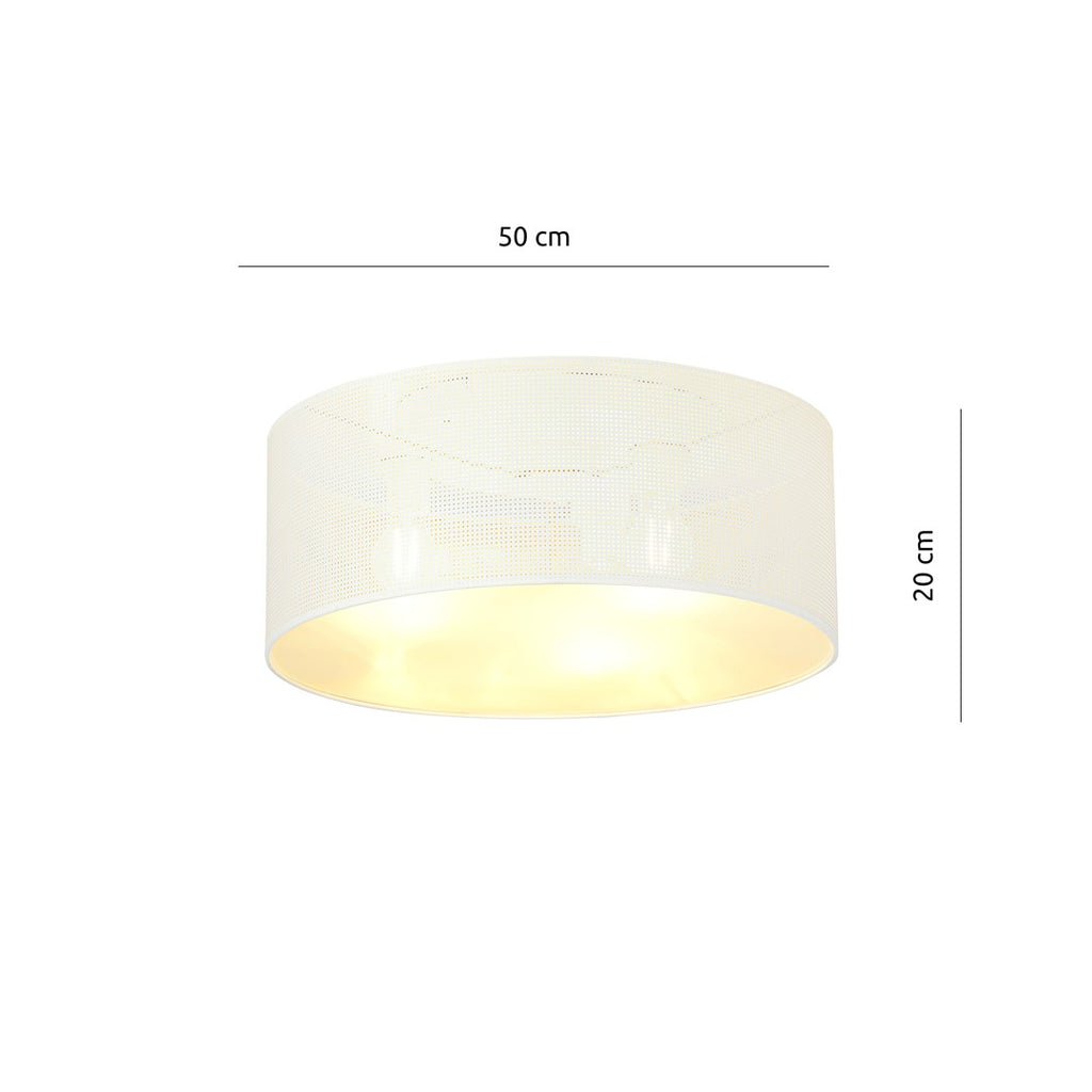 Plafondlamp staal industrieel Aston 3 wit met goud, Ø 50 cm, 3 fittingen E27 voor woonkamer en eetkamer