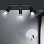Plafondlamp gepoedercoat staal Hiro modern zwart goud 45 cm breed, 3 richtbare spots voor hal en keuken