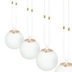 Hanglamp gepoedercoat staal en glas Glam, wit met goudkleurige accenten, 3 lichts, 70 x 115 cm, verstelbaar