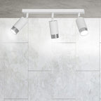 Plafondlamp 3 spots gepoedercoat staal, modern, Hiro wit met zilverkleurige accenten, 45 cm breed