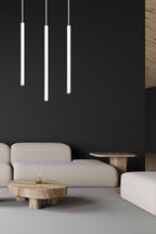 Hanglamp gepoedercoat staal Selter 3 lichts minimalistisch wit, 45 x 6 x 120 cm, voor woonkamer en eetkamer