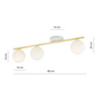 Plafondlamp Monza gepoedercoat staal en glas, wit en goud, 3 lichtpunten, E14 – 80 x 20 cm